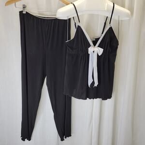Chanteuse Black and White Pajama Top and Pants, M, NWT